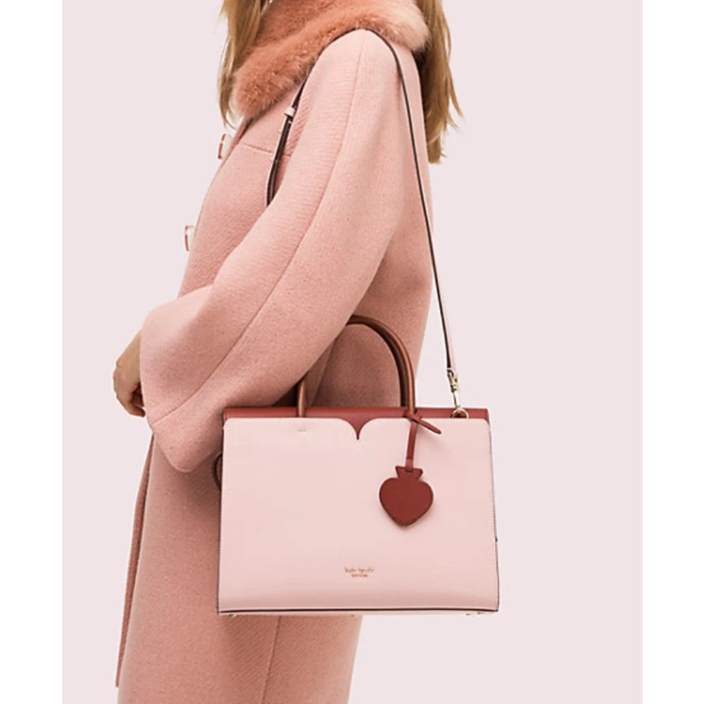 Kate Spade Spencer Cherrywood Red Pink Leather Satchel - Picture 8 of 9